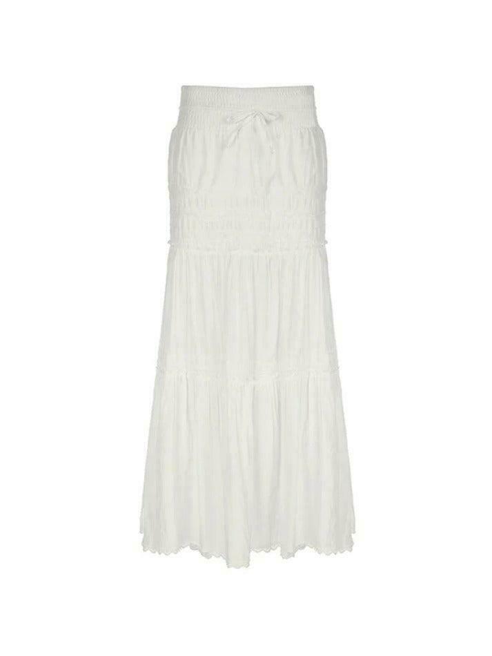 French Lace Splice Drawstring Maxi Skirt - Elegant Y2K Fashion with Coquette Aesthetic