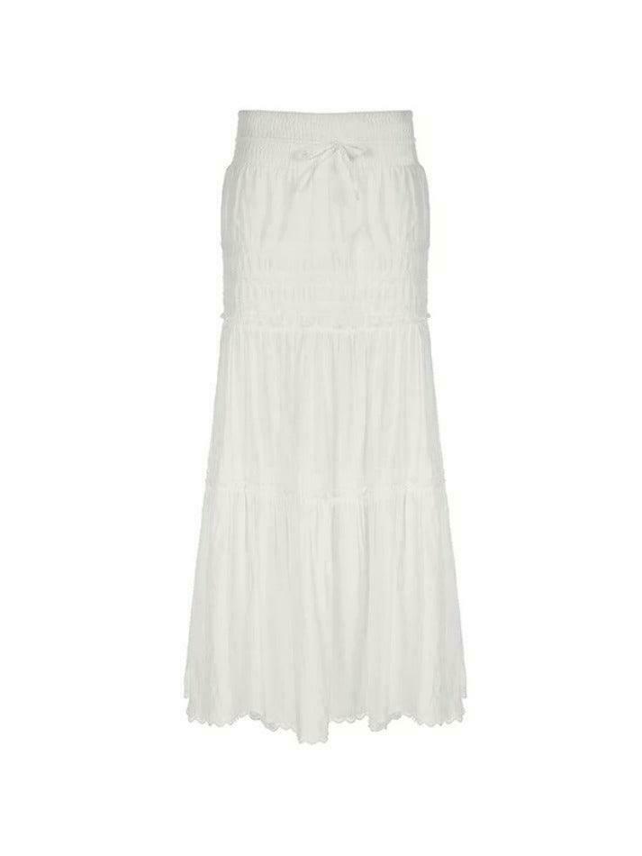 French Lace Splice Drawstring Maxi Skirt - Elegant Y2K Fashion with Coquette Aesthetic