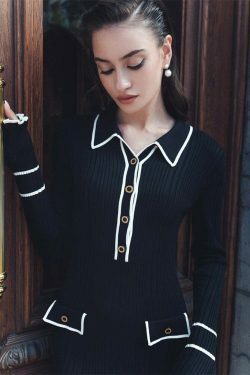 French Light Ruffled Knitted Dress for Y2K Fashion Enthusiasts