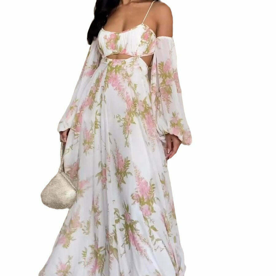 French Print Backless Suspender Dress - Y2K Fashion Statement - Coquette Aesthetic with Gr French Print Backless Suspender Dress - Y2K Fashion Statement - Coquette Aesthetic with Gr