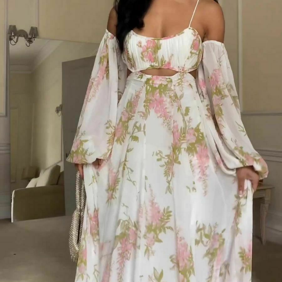 French Print Backless Suspender Dress - Y2K Fashion Statement - Coquette Aesthetic with Gr French Print Backless Suspender Dress - Y2K Fashion Statement - Coquette Aesthetic with Gr