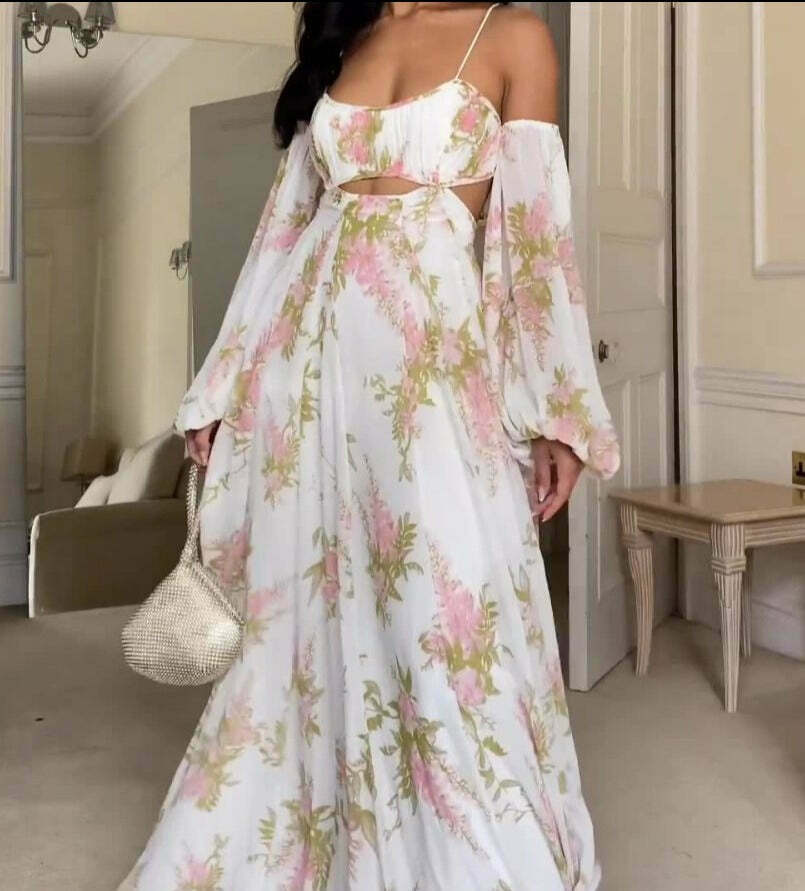 French Print Backless Suspender Dress - Y2K Fashion Statement - Coquette Aesthetic with Gr French Print Backless Suspender Dress - Y2K Fashion Statement - Coquette Aesthetic with Gr