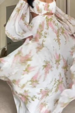 French Print Backless Suspender Dress - Y2K Fashion Statement - Coquette Aesthetic with Gr