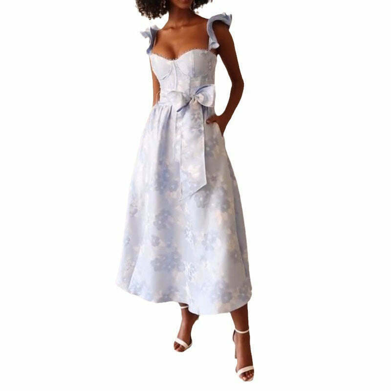 French Retro Floral Print Dress - Y2K Fashion Statement with Coquette Aesthetic & Grunge Style French Retro Floral Print Dress - Y2K Fashion Statement with Coquette Aesthetic & Grunge Style