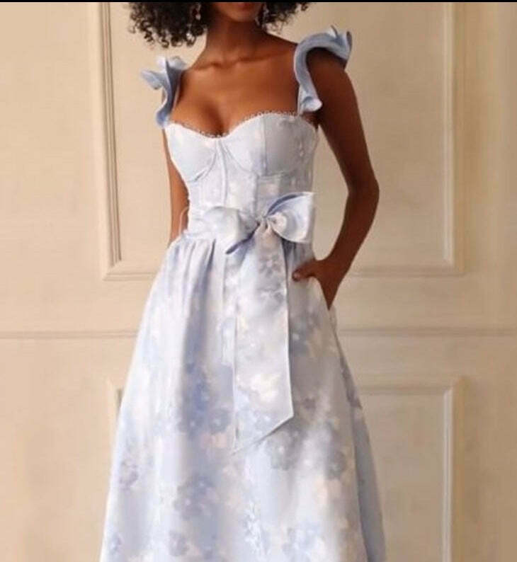 French Retro Floral Print Dress - Y2K Fashion Statement with Coquette Aesthetic & Grunge Style French Retro Floral Print Dress - Y2K Fashion Statement with Coquette Aesthetic & Grunge Style