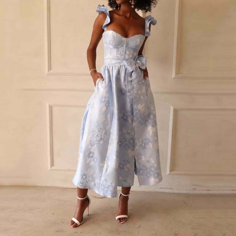 French Retro Floral Print Dress - Y2K Fashion Statement with Coquette Aesthetic & Grunge Style French Retro Floral Print Dress - Y2K Fashion Statement with Coquette Aesthetic & Grunge Style