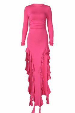 French Round Neck Long-Sleeved Dress for Y2K Fashion Enthusiasts