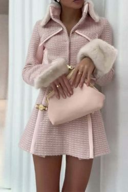 French Style Stitching Short Pink Suit - Y2K Fashion Aesthetic for Women