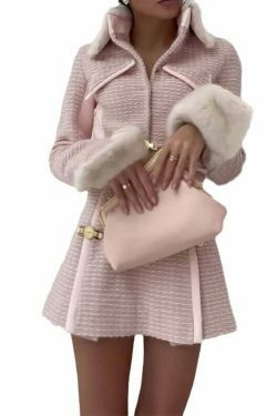 French Style Stitching Short Pink Suit - Y2K Fashion Aesthetic for Women
