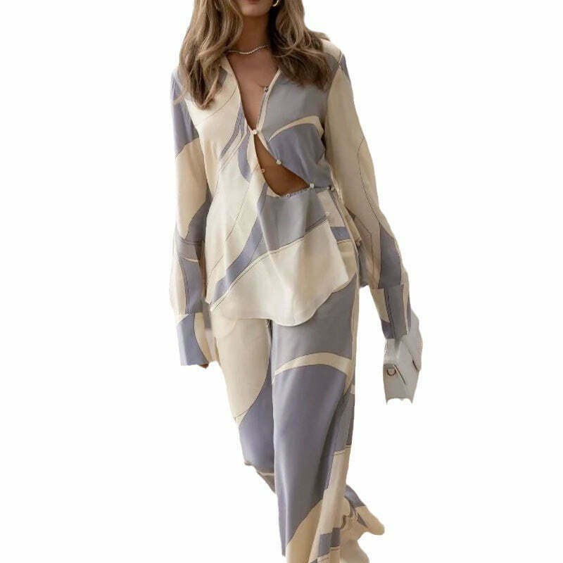 French V-neck Ripped Long Suit for Women: Y2K Fashion Statement with Coquette Aesthetic French V-neck Ripped Long Suit for Women: Y2K Fashion Statement with Coquette Aesthetic