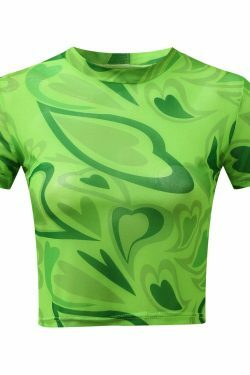 Fuchsia Heart Mesh Top - Y2K Coquette Grunge Aesthetic Cute Tops Pastel Goth