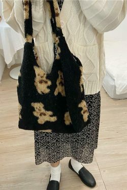 Fuzzy Teddy Bear Reversible Shoulder Bag - Y2K Fashion Statement for Coquette Aesthetic Lovers
