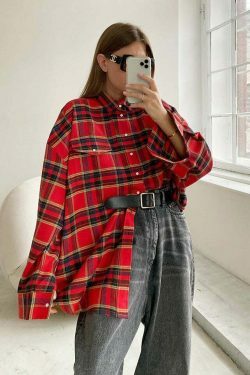 Gingham Gala Checks Shirt - Vintage Y2K Coquette Grunge Aesthetic