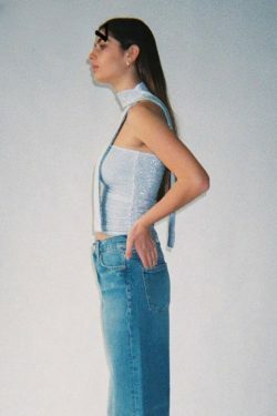 Glimmer Skinny Sleeveless Crop Top in Y2K Fashion Aesthetic for Women