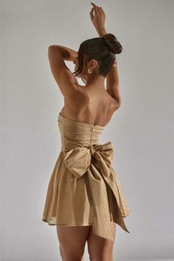 Glitter Glam Mesh Mini Bow Dress - Y2K Fashion Coquette Aesthetic with a Touch of Grunge Style