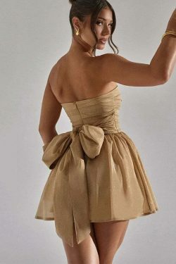 Glitter Glam Mesh Mini Bow Dress - Y2K Fashion Coquette Aesthetic with a Touch of Grunge Style