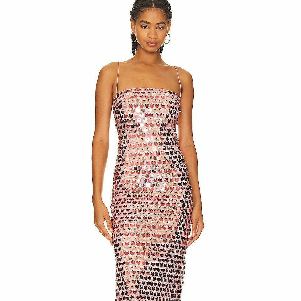 Glittering Tube Top Gold Backless Maxi Dress - Y2K Fashion Statement for Women