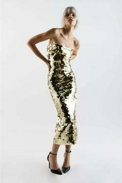 Glittering Tube Top Gold Backless Maxi Dress - Y2K Fashion Statement for Women