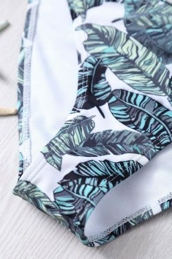 Gothic Aesthetic Hollow Out Leaves Print Bikini Set