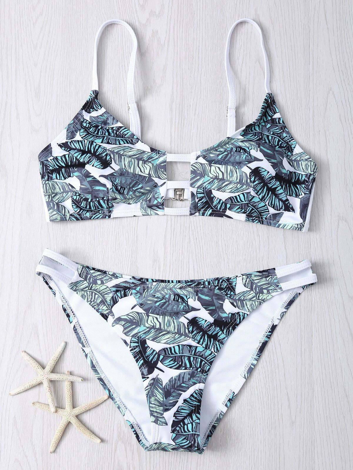 Gothic Aesthetic Hollow Out Leaves Print Bikini Set Gothic Aesthetic Hollow Out Leaves Print Bikini Set