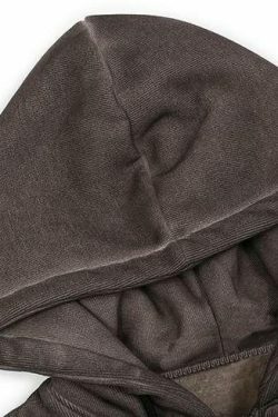 Gothic Angel Zip Up Hoodie in Garment-Dyed Y2K Aesthetic - Coquette Style with Grunge Vibes