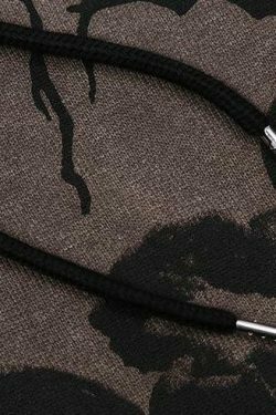 Gothic Angel Zip Up Hoodie in Garment-Dyed Y2K Aesthetic - Coquette Style with Grunge Vibes