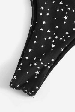 Gothic Black Star Cami Bikini Set for Women - Y2K Fashion Swimwear with Coquette Aesthetic