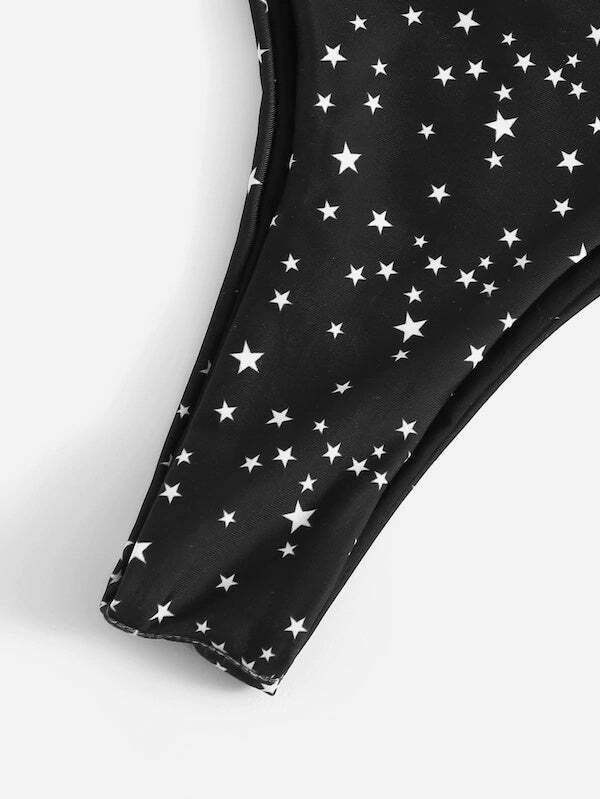 Gothic Black Star Cami Bikini Set for Women - Y2K Fashion Swimwear with Coquette Aesthetic