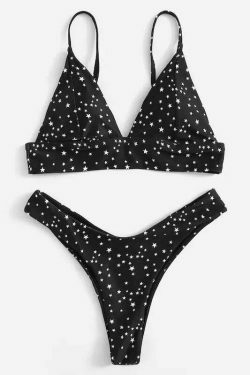 Gothic Black Star Cami Bikini Set for Women - Y2K Fashion Swimwear with Coquette Aesthetic