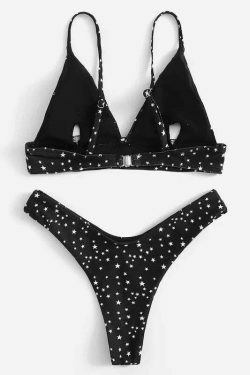 Gothic Black Star Cami Bikini Set for Women - Y2K Fashion Swimwear with Coquette Aesthetic
