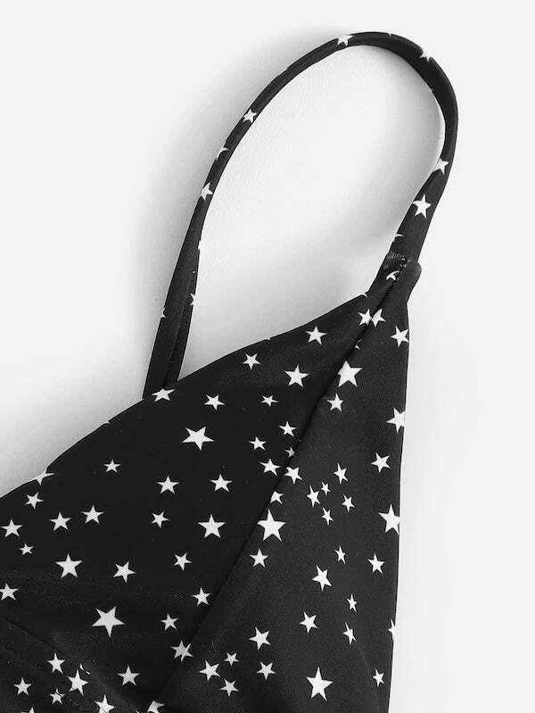 Gothic Black Star Cami Bikini Set for Women - Y2K Fashion Swimwear with Coquette Aesthetic