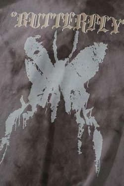 Gothic Butterfly Tie-Dye Tee: Y2K Fashion with Coquette Aesthetic