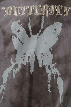 Gothic Butterfly Tie-Dye Tee: Y2K Fashion with Coquette Aesthetic