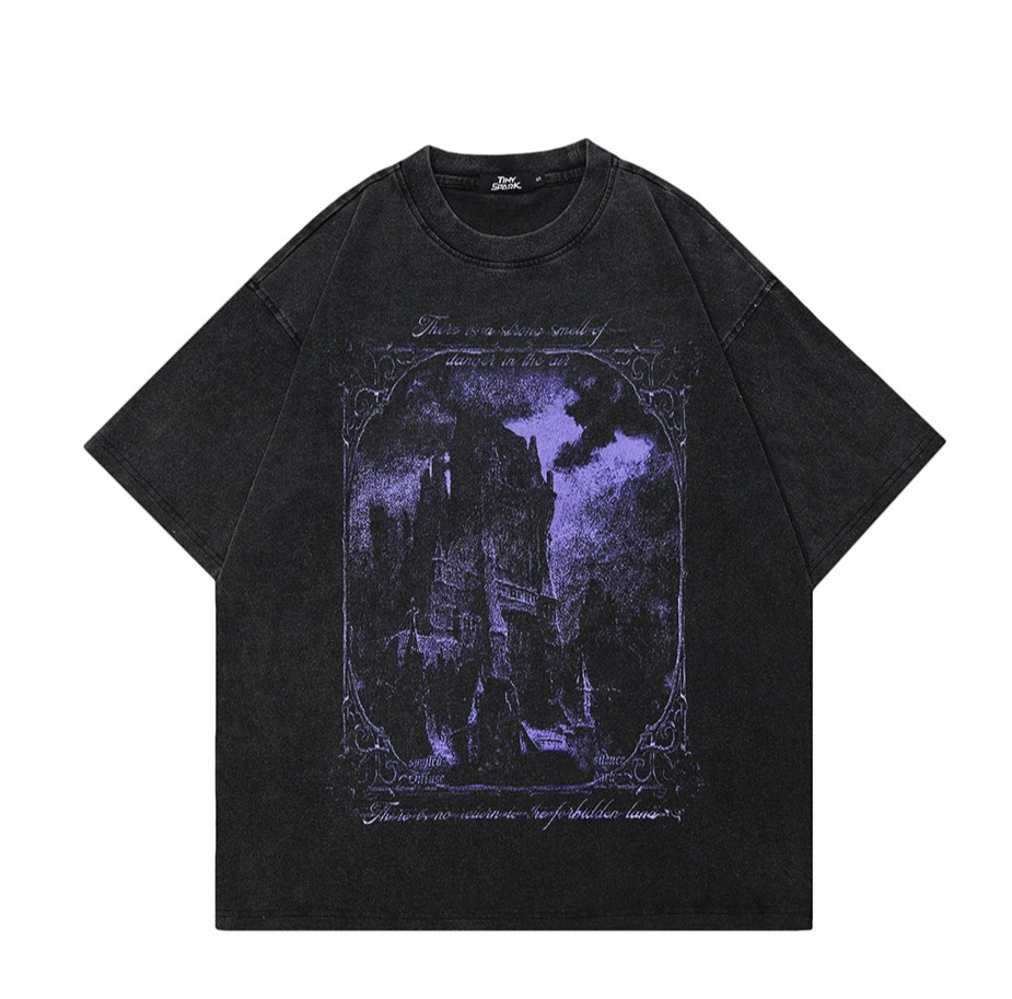 Gothic Castle' Graphic Print T-Shirt - Vintage Y2K Aesthetic Tee - Coquette Style Fashion