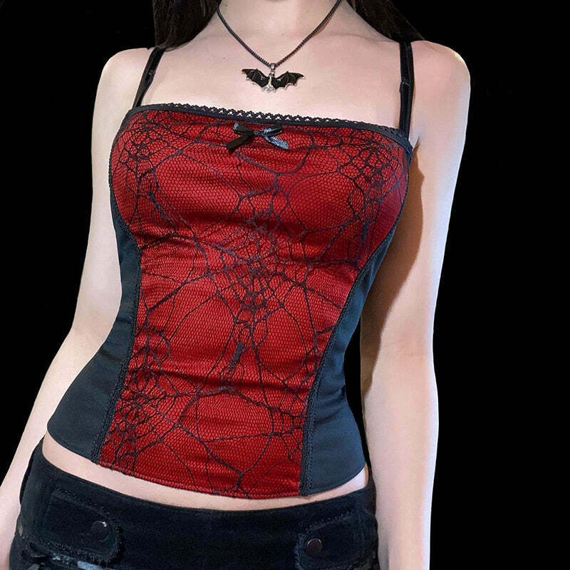 Gothic Cobweb Lace Top for Women - Y2K Fashion Aesthetic with Grunge Style and Coquette Vibes Gothic Cobweb Lace Top for Women - Y2K Fashion Aesthetic with Grunge Style and Coquette Vibes