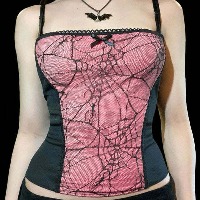 Gothic Cobweb Lace Top for Women - Y2K Fashion Aesthetic with Grunge Style and Coquette Vibes Gothic Cobweb Lace Top for Women - Y2K Fashion Aesthetic with Grunge Style and Coquette Vibes