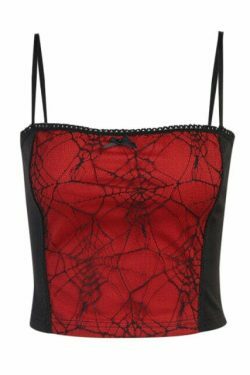 Gothic Cobweb Lace Top for Women - Y2K Fashion Aesthetic with Grunge Style and Coquette Vibes