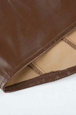 Gothic Coquette Aesthetic Leather Cami Top with Corset Detail