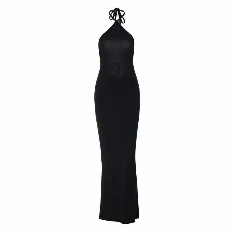 Gothic Elegance Backless Maxi Dress - Y2K Fashion Statement for Women with Coquette Aesthetic Gothic Elegance Backless Maxi Dress - Y2K Fashion Statement for Women with Coquette Aesthetic