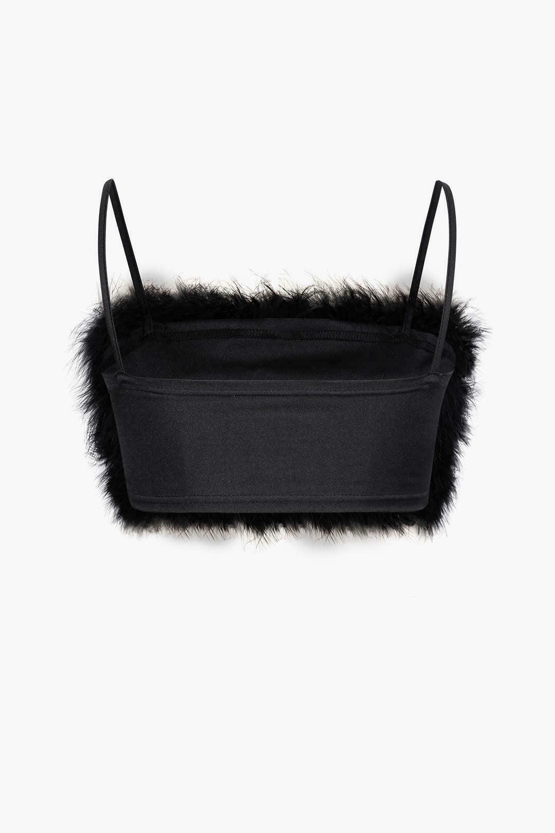 Gothic Feather Crop Cami Top in Black - Y2K Fashion Aesthetic for Women