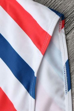 Gothic Striped Lattice Cami Swimsuit in Y2K Fashion Aesthetic for Women