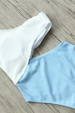 Gothic Style Cutout One Shoulder Swimsuit - Y2K Fashion Aesthetic for Women