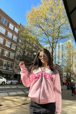 Graffiti Groove Urban Hoodie - Y2K Aesthetic Streetwear for Women