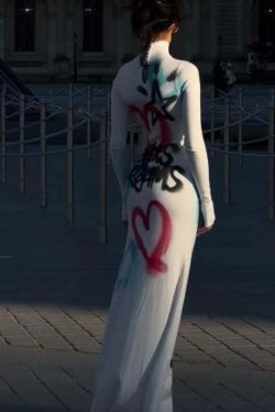 Graffiti Long Sleeve Maxi Dress: Coquette Aesthetic Cover-Up for Women's Y2K Fashion