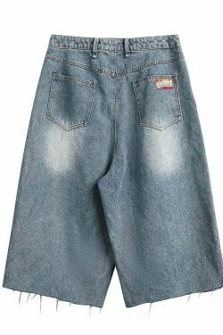 Graffiti Ripped Calf-Length Y2K Fashion Denim Shorts