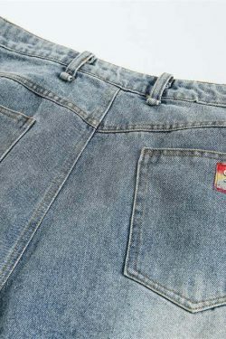 Graffiti Ripped Calf-Length Y2K Fashion Denim Shorts