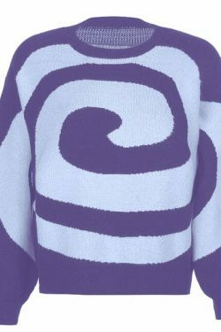 Grunge Aesthetic Circular Design Knitted Sweater - Y2K Fashion Coquette Style for Women