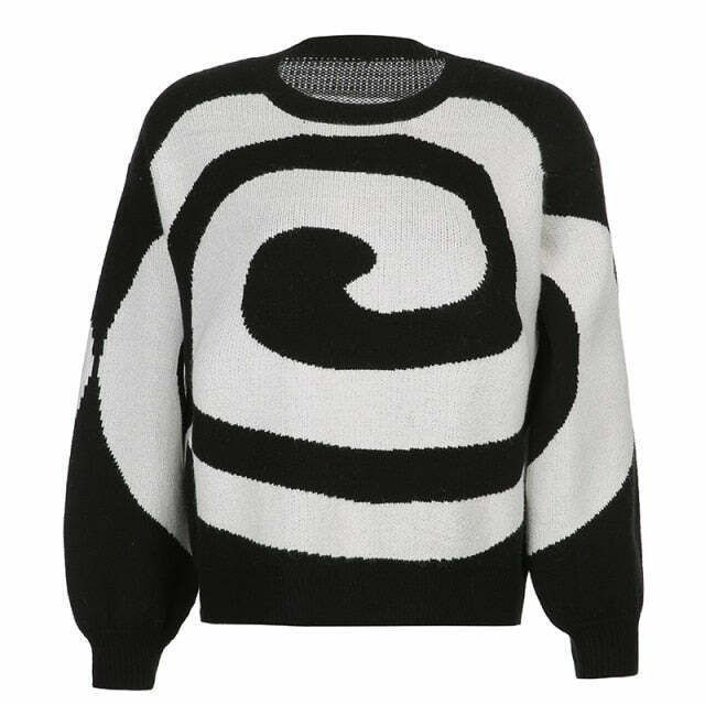 Grunge Aesthetic Circular Design Knitted Sweater - Y2K Fashion Coquette Style for Women Grunge Aesthetic Circular Design Knitted Sweater - Y2K Fashion Coquette Style for Women