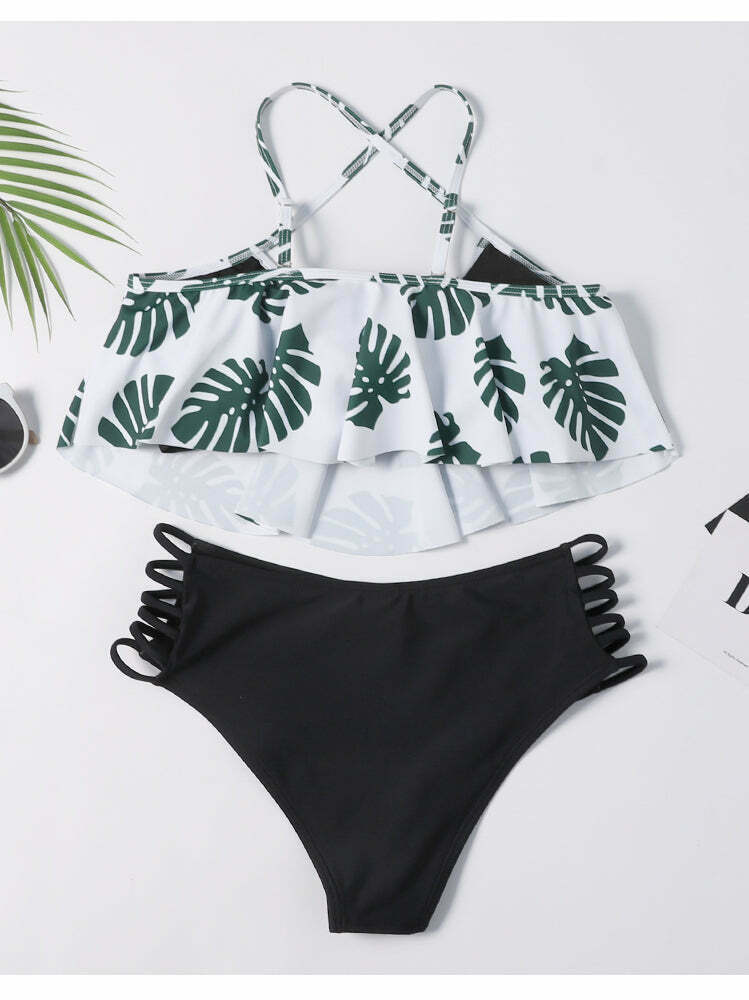 Grunge Aesthetic Cut Out Leaf Bikini Set - Y2K Fashion Swimwear Grunge Aesthetic Cut Out Leaf Bikini Set - Y2K Fashion Swimwear