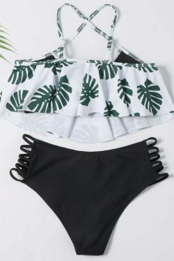 Grunge Aesthetic Cut Out Leaf Bikini Set - Y2K Fashion Swimwear